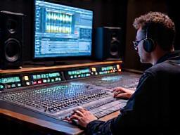 Audio engineer working on sound mixing