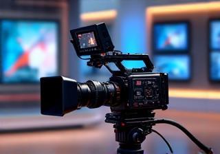 Camera setup on a TV studio set